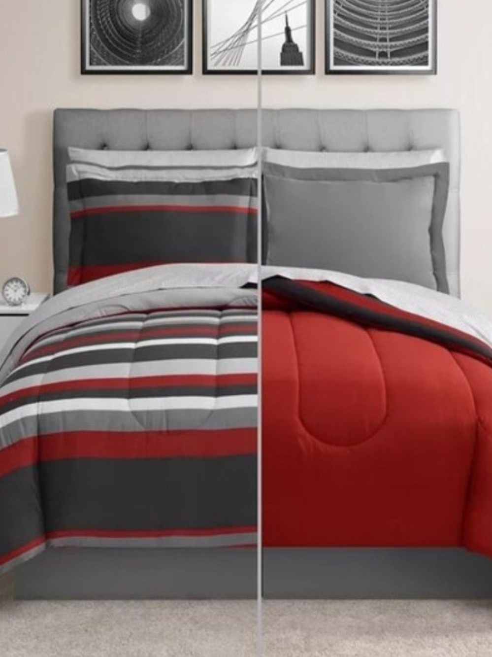 🆕️ Fairfield Square Red Austin Stripe Comforter Set